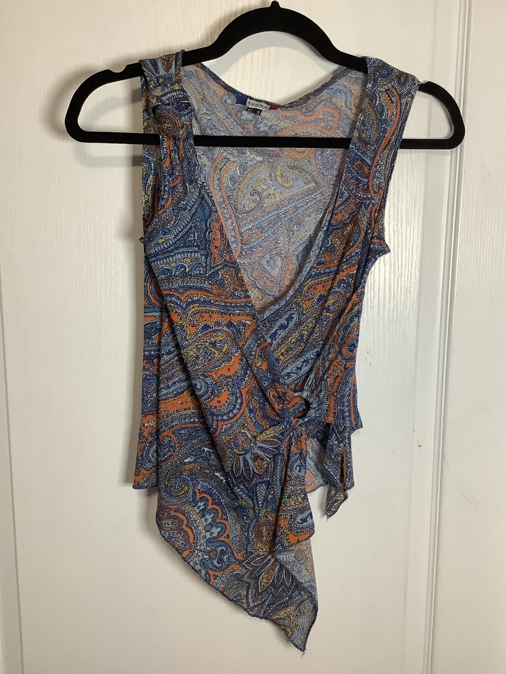 Y2K Axara Mesh Paisley Wrap Tank Top - Blue & Orange